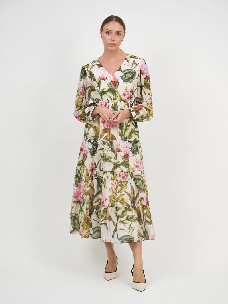 Waist Detail Dress Khaki Liberty Rose