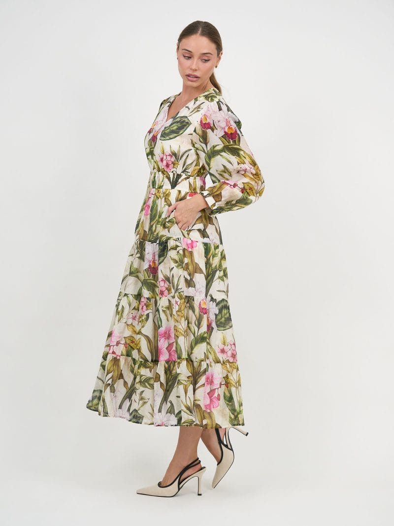 Waist Detail Dress Khaki Liberty Rose
