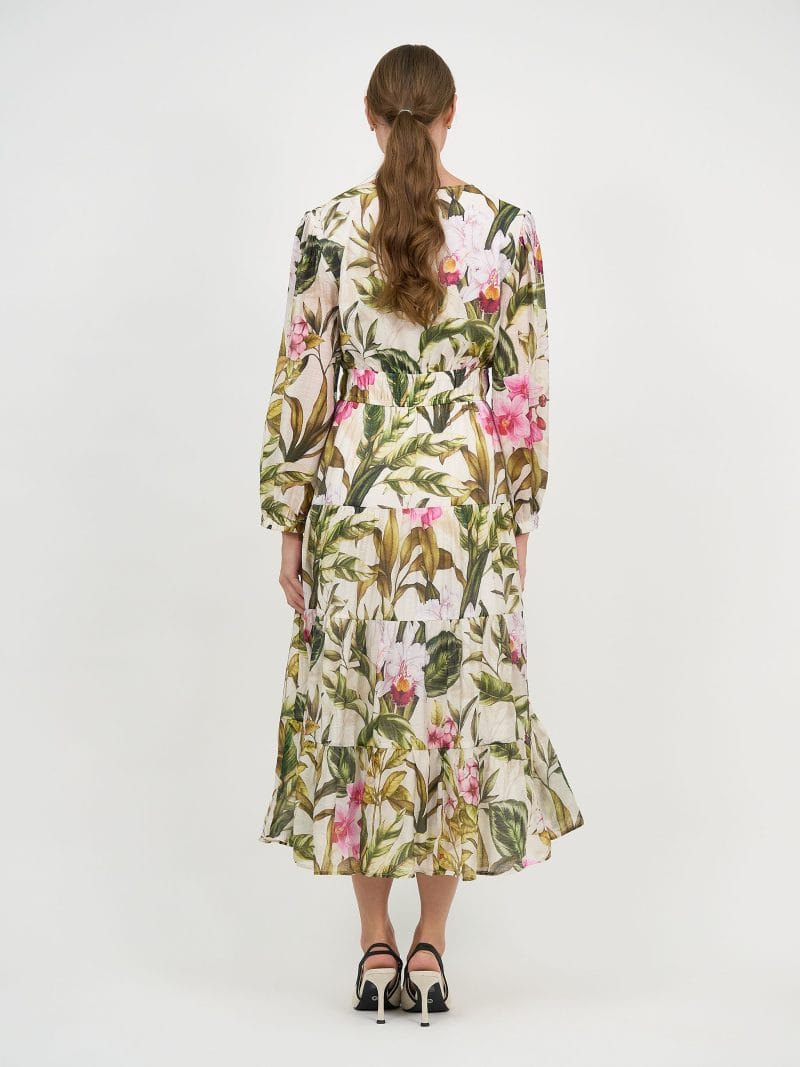 Waist Detail Dress Khaki Liberty Rose