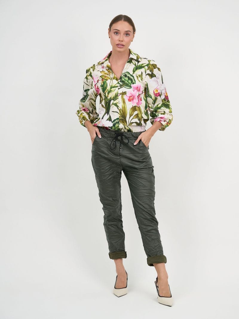 Relaxed Long Sleeve Shirt Khaki Liberty Rose