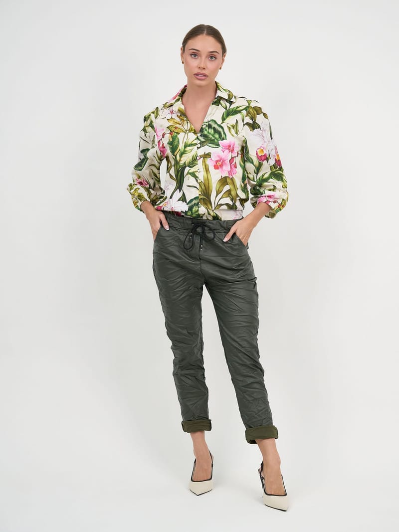 Relaxed Long Sleeve Shirt Khaki Liberty Rose
