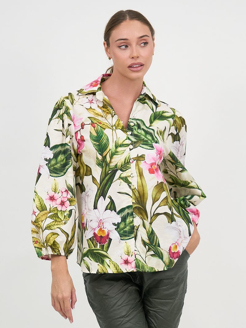 Relaxed Long Sleeve Shirt Khaki Liberty Rose