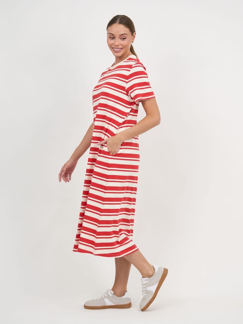 Straight Cotton Jersey Dress Red Liberty Rose