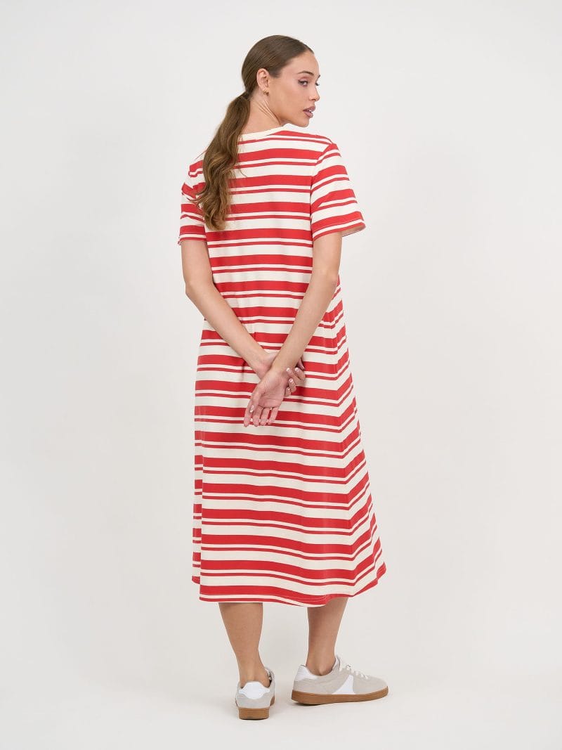Straight Cotton Jersey Dress Red Liberty Rose