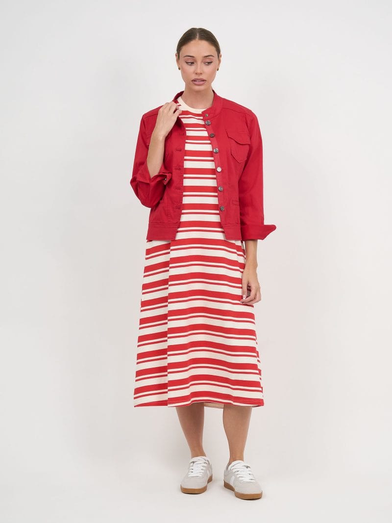 Straight Cotton Jersey Dress Red Liberty Rose