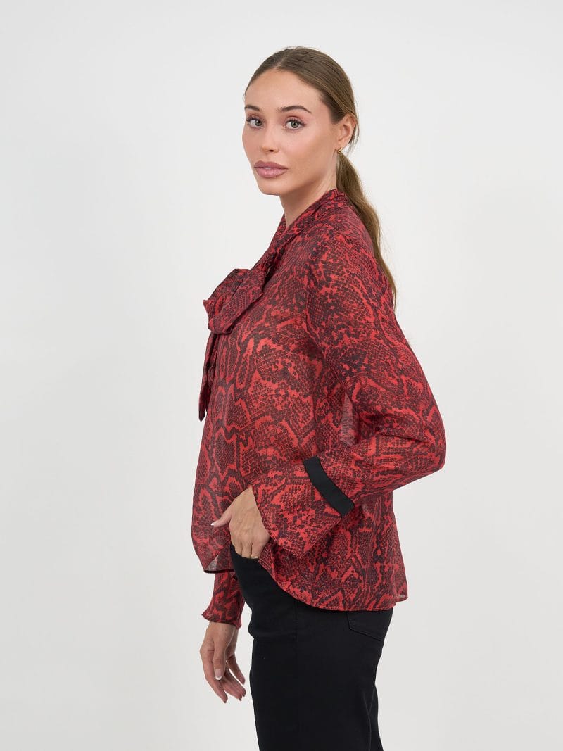 Tie Neck Blouse Red Liberty Rose