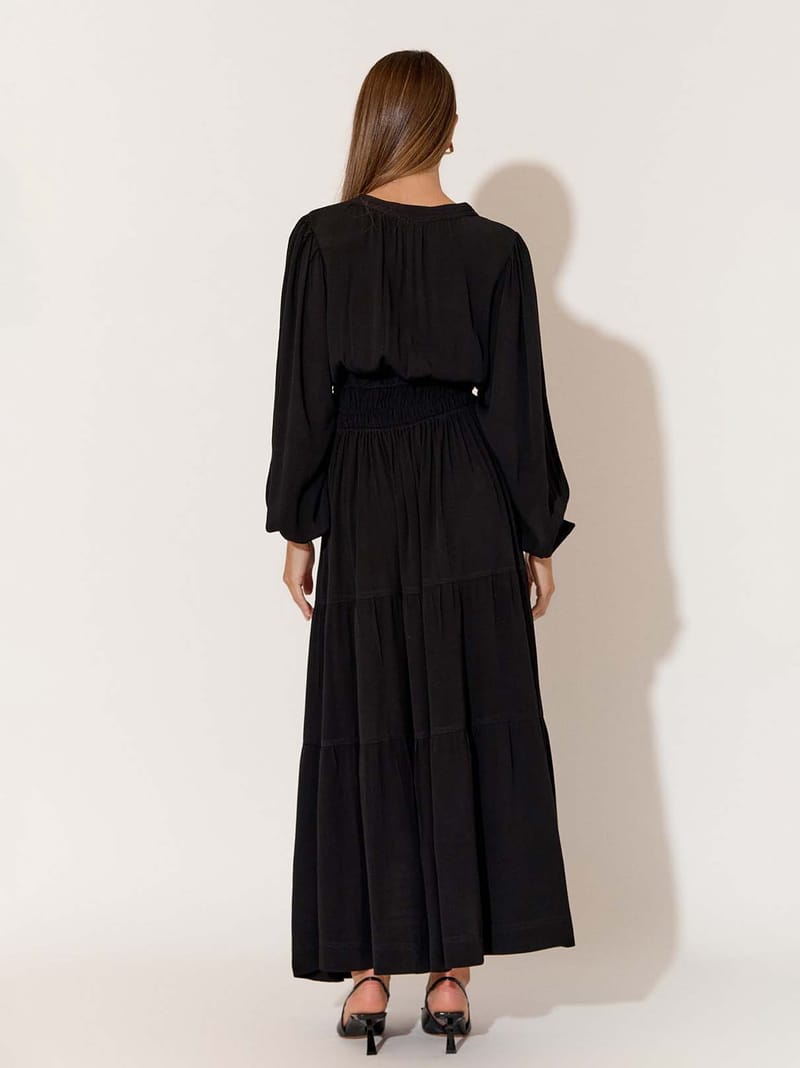 Vee Pleat Detail Dress Black adorne