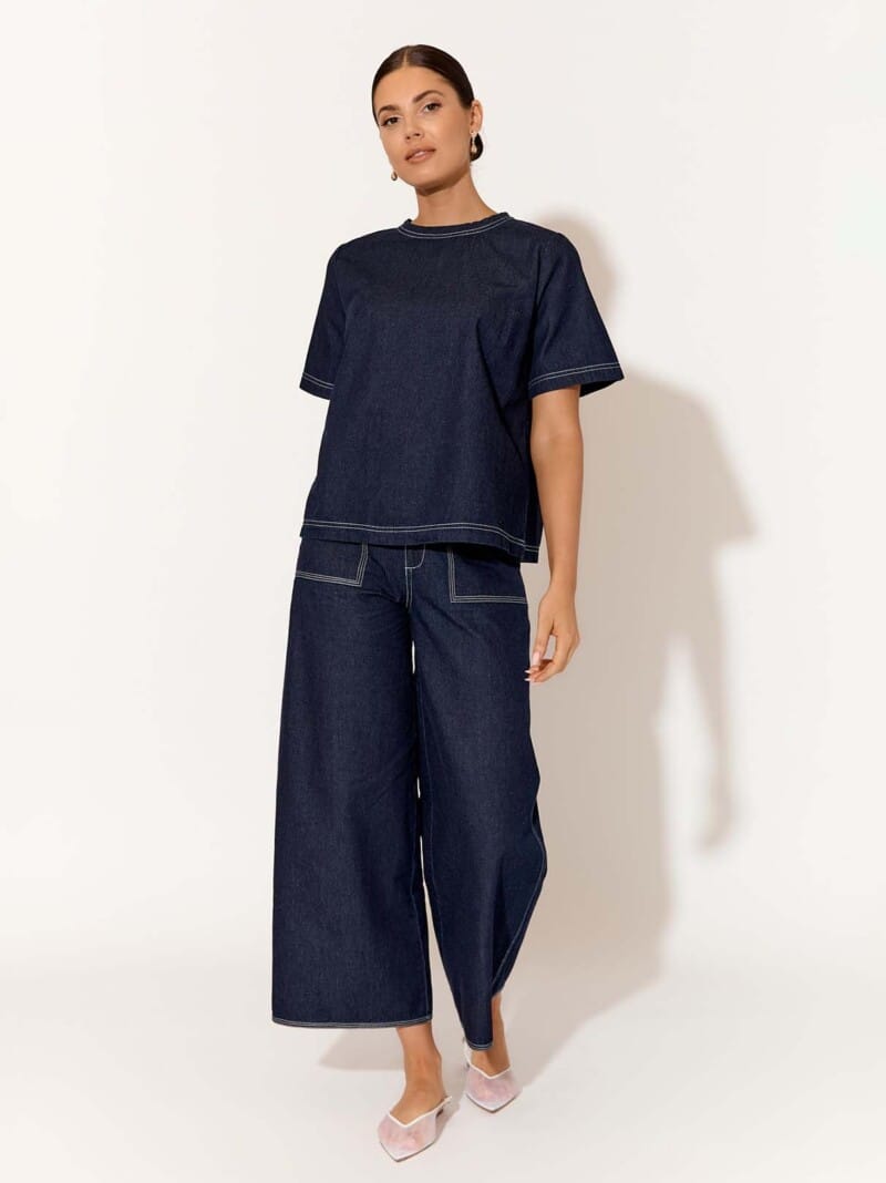 Stitch Detail Denim Pant Denim adorne