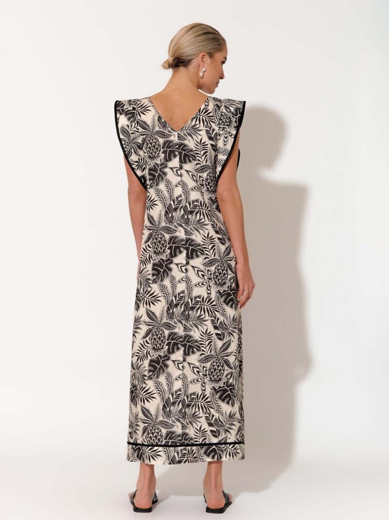 Trim Detail Linen Maxi Dress Natural adorne