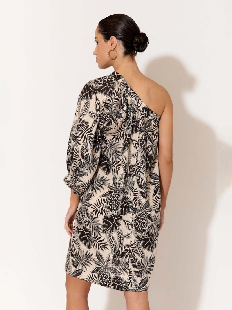 One Shoulder Linen Dress Natural adorne