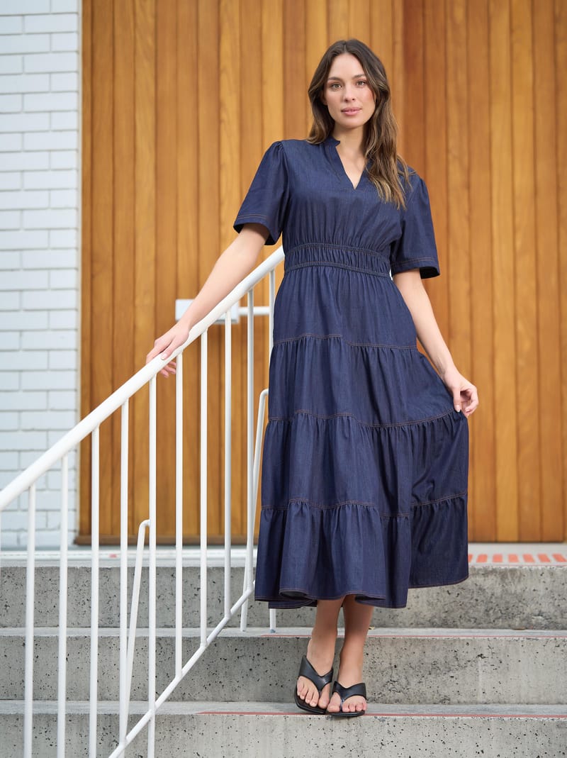 Denim Tier Detail Dress Denim Liberty Rose