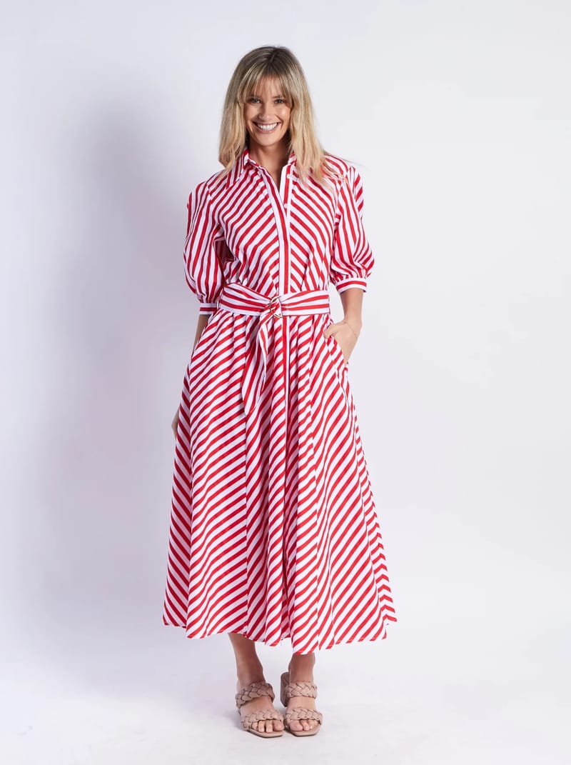 Bianca Belted Dress Red Leoni