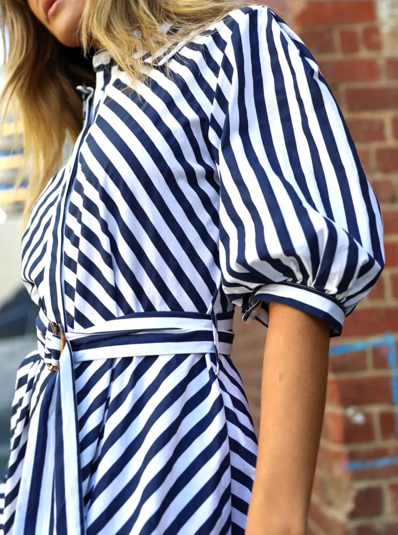 Bianca Belted Dress Navy Leoni