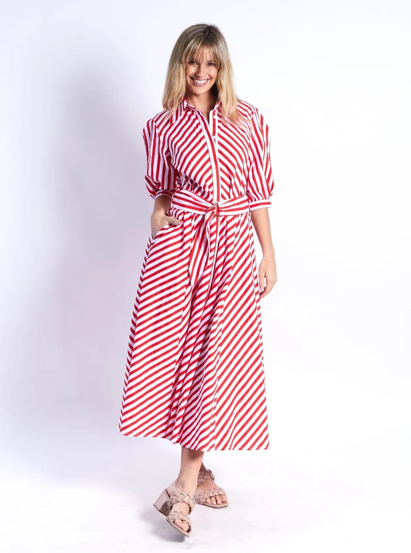 Bianca Belted Dress Red Leoni
