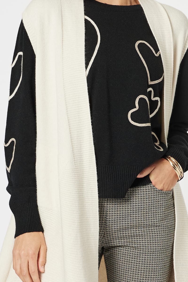 Ribbed Longline Cardigan Natural Clarity by Threadz