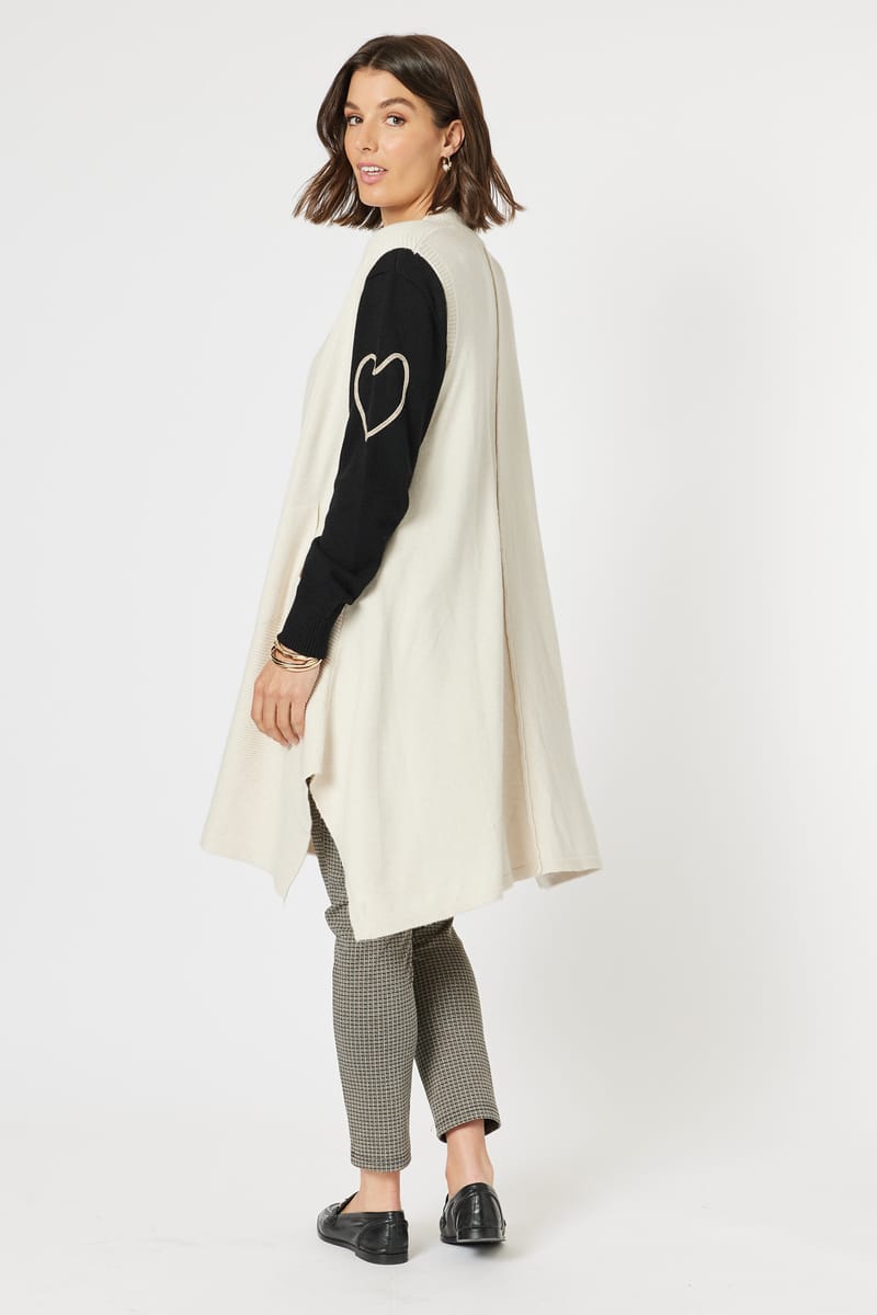 Ribbed Longline Cardigan Natural Clarity by Threadz