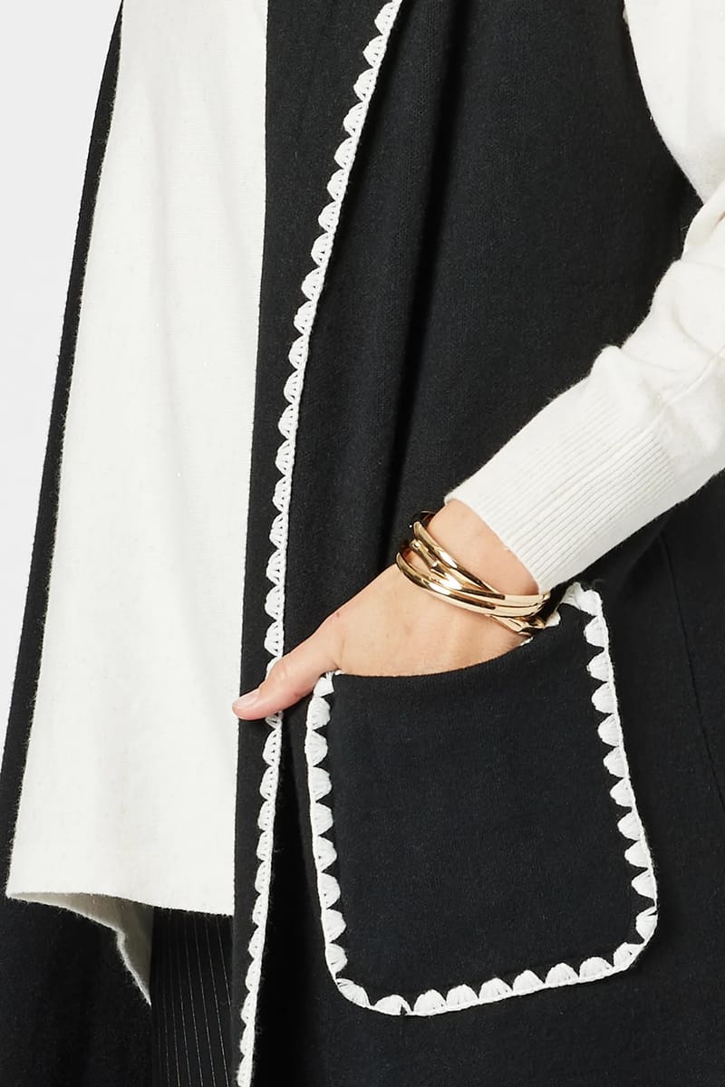 Contrast Detail Hooded Vest Black Clarity by Threadz