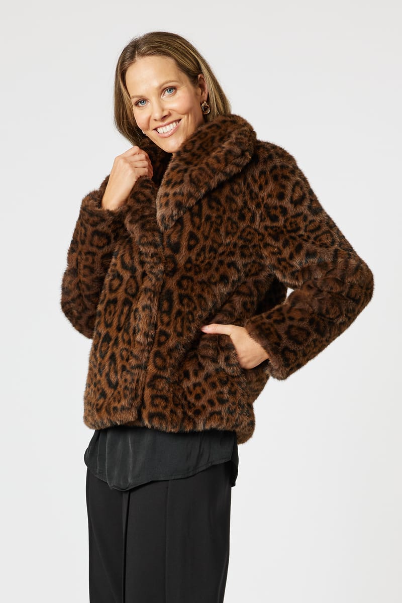 Faux Fur Jacket Chocolate Hammock & Vine