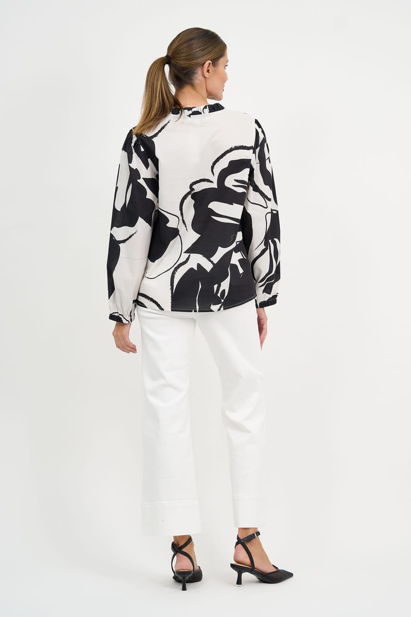 Cotton Frill Neck Top Black Liberty Rose