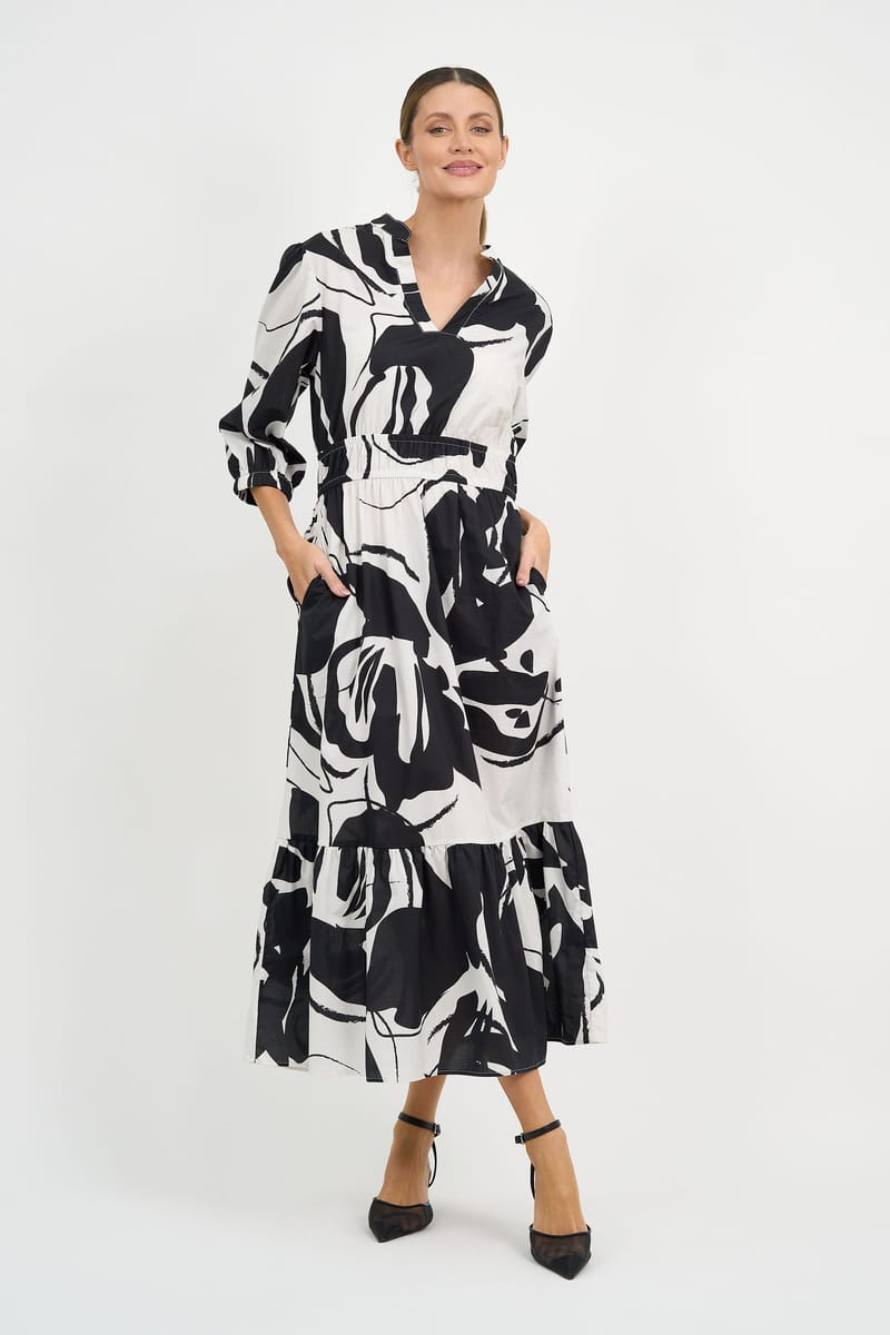 Waist Detail Dress Black Liberty Rose