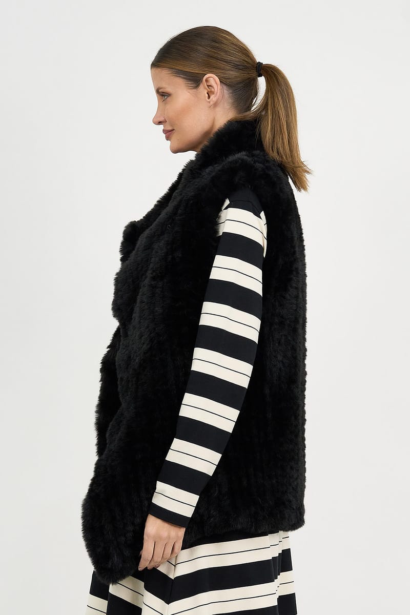 Minx Faux Fur Vest Black Hammock & Vine