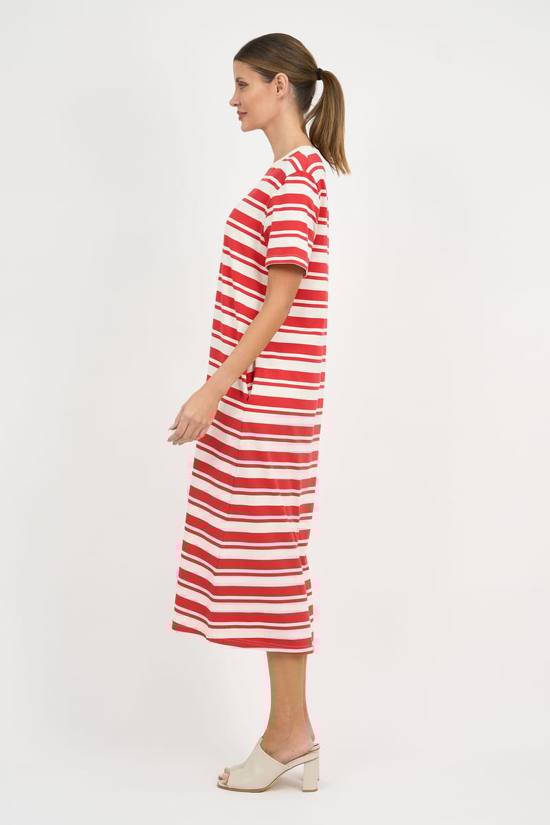 Straight Cotton Jersey Dress Red Liberty Rose
