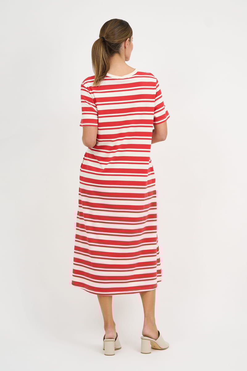 Straight Cotton Jersey Dress Red Liberty Rose