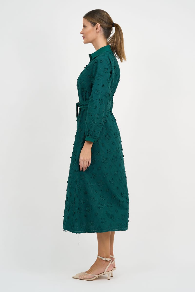 Embroidered Shirt Dress Teal Liberty Rose