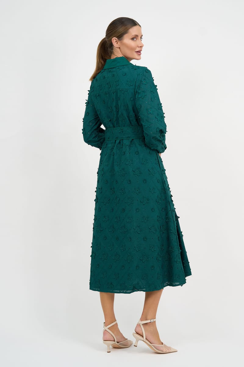 Embroidered Shirt Dress Teal Liberty Rose