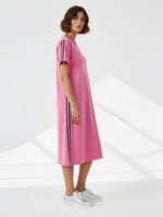Cotton Side Stripe Jersey Dress Pink Liberty Rose