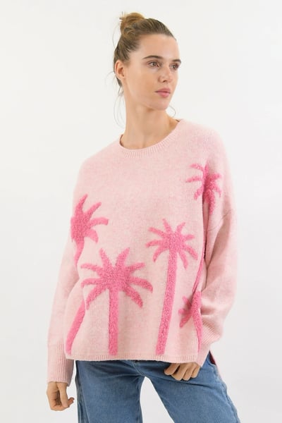 Embroidered Palm Knit Pink Worthier