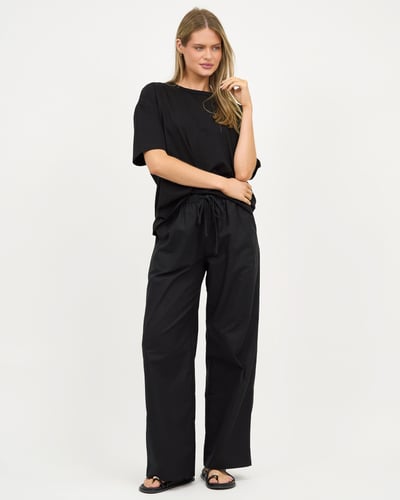 Linen Relaxed Leg Pant Black Liberty Rose