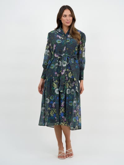 Button Through Shirt Dress Navy Liberty Rose