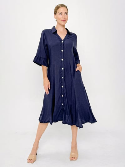 Ric Rac Shirt Dress Navy Worthier