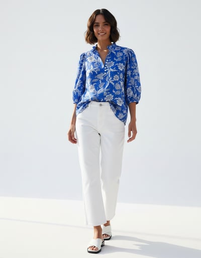 Cotton Button Top Royal Blue Liberty Rose