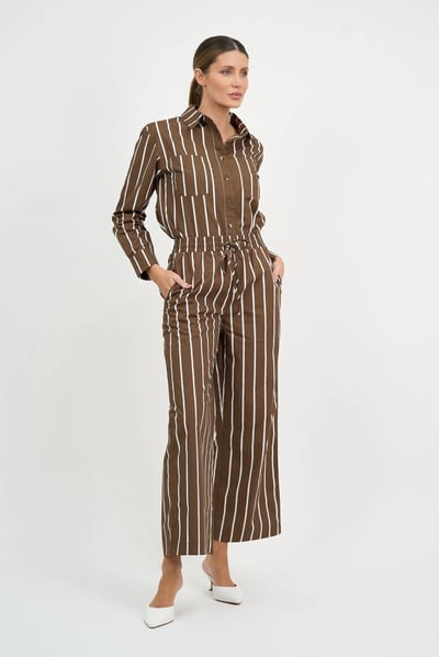 Cotton Stripe Shirt Chocolate Liberty Rose