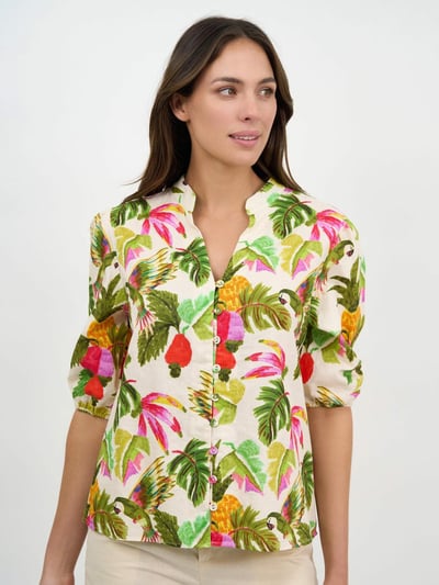 Mandarin Collar Shirt Khaki Liberty Rose