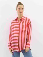 Striped Sheer Linen Shirt Pink Worthier