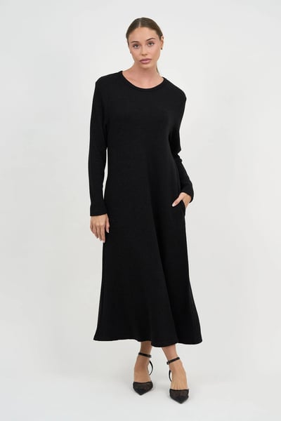 Metallic Waffle Knit Dress Black Liberty Rose