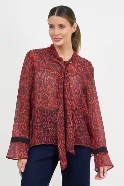 Tie Neck Blouse Red Liberty Rose
