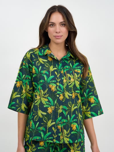 Relaxed Linen Shirt Green Liberty Rose