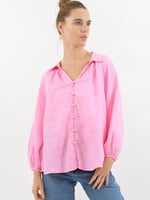 Linen Button Detail Shirt Candy Worthier