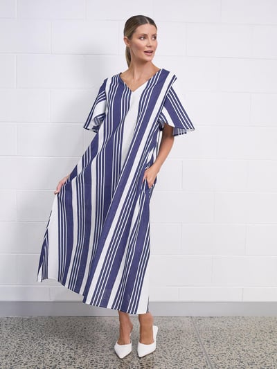 Liana Flute Sleeve Dress Navy Liberty Rose