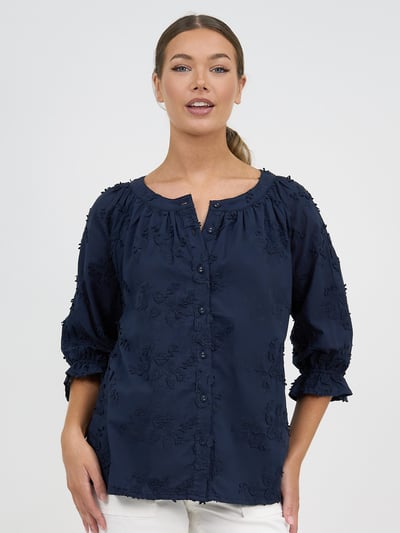 Relaxed Embroidered Shirt Navy Liberty Rose