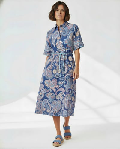Linen Midi Dress Blue Liberty Rose