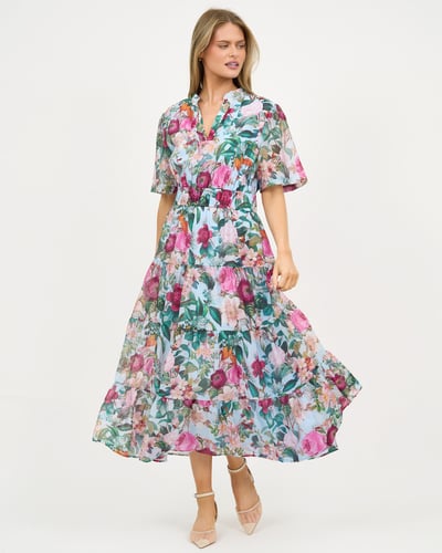Tier Detail Dress Light Blue Liberty Rose