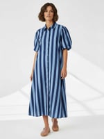 Maxi Cotton Shirt Dress Navy Liberty Rose