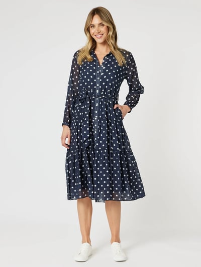 Sorrento Spot Button Dress Navy Gordon Smith