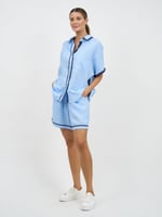 Contrast Trim Linen Shirt Lemon Worthier