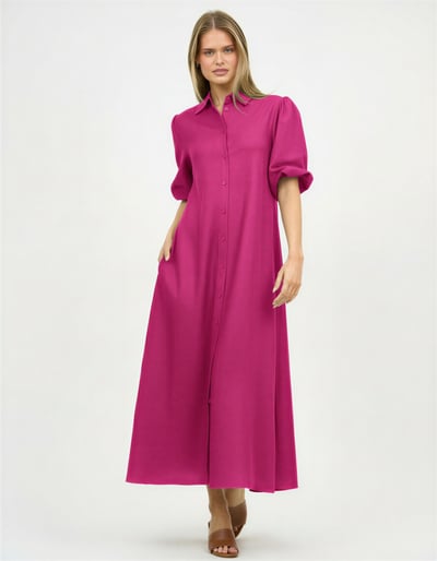 Maxi Linen Shirt Dress Pink Liberty Rose